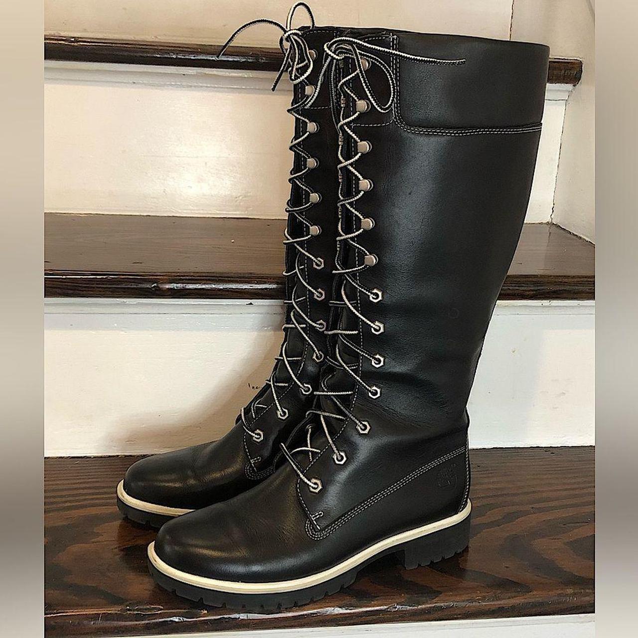 TIMBERLAND Lace Up Black Leather Healed Boots with... - Depop