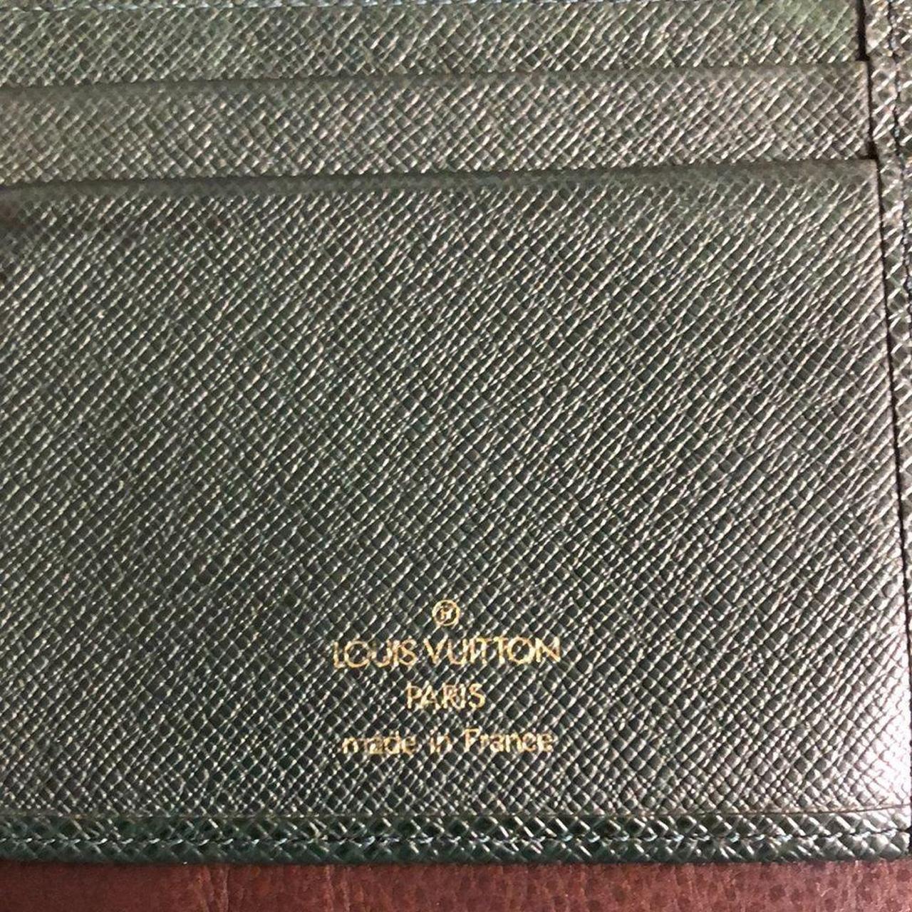 Louis Vuitton LV Vintage Men's Taiga Leather Wallet Green Bifold Worn Torn