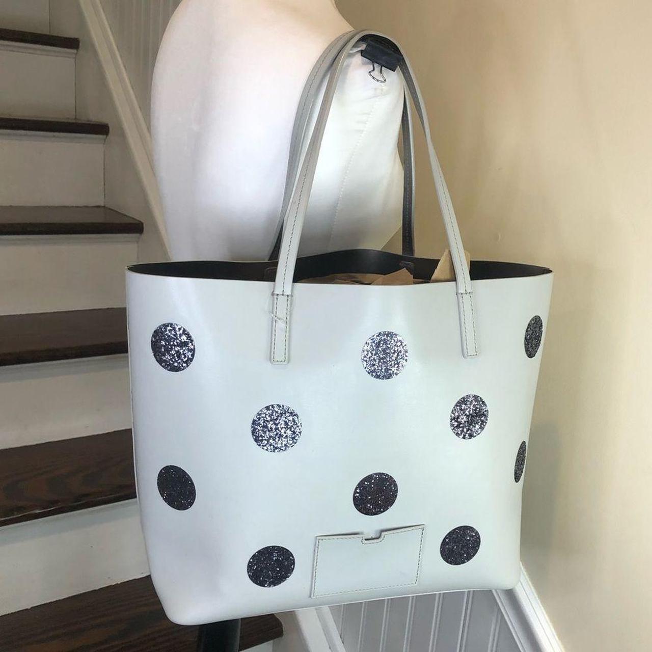 black and white kate spade leather tote bag/hand - Depop