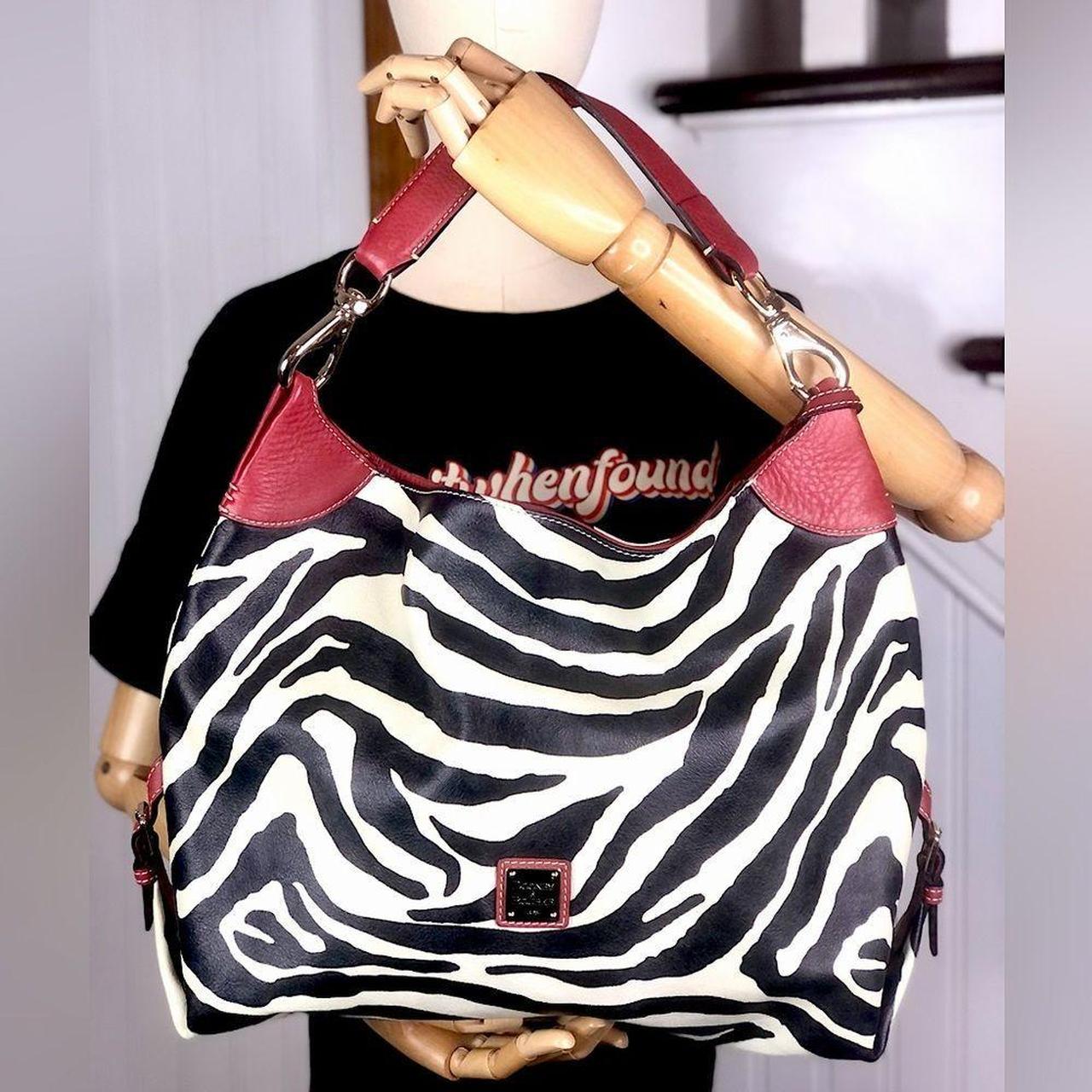 Dooney and Bourke deals Handbag Black and White Leather Zebra Design + Red Interior