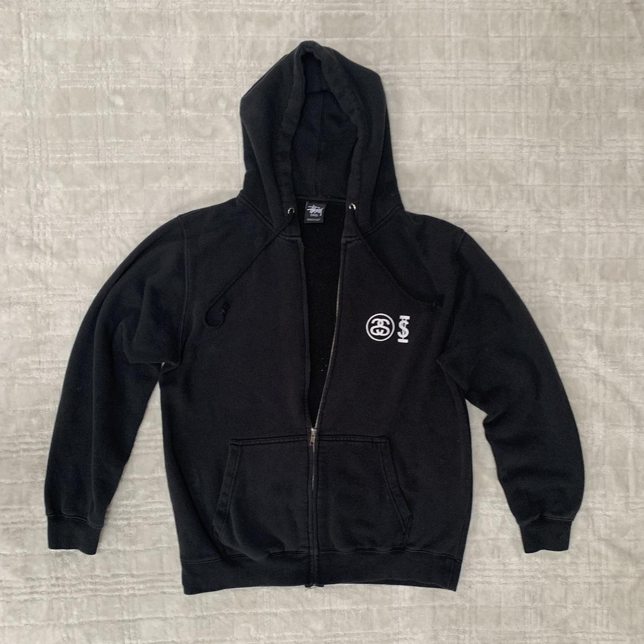 Stüssy Men's Black and White Hoodie | Depop