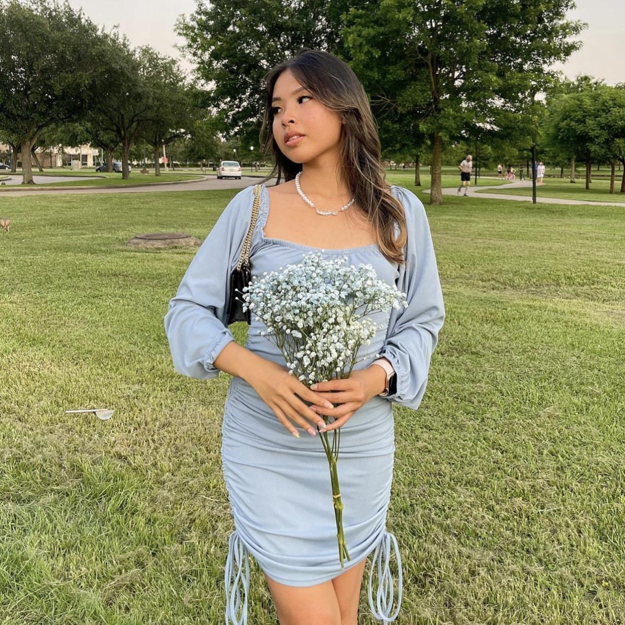 BLUSH MARK Dana Edith Baby Blue Knot Side Dress.... Depop