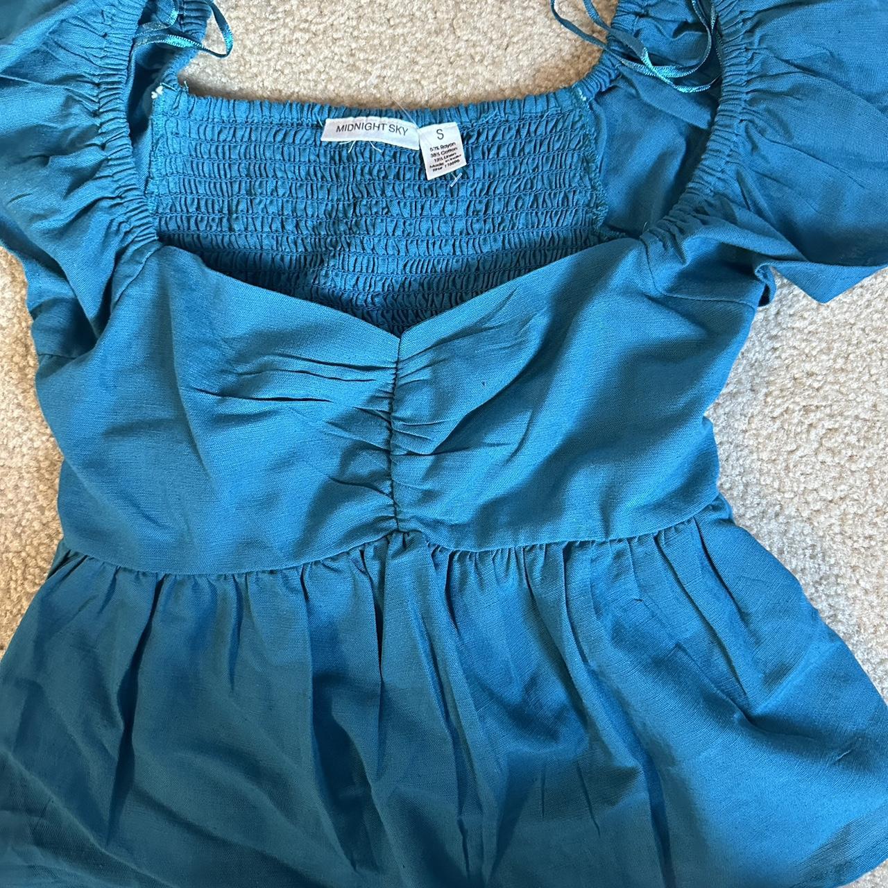 blue formal top size small preppy #preppy #blue... - Depop