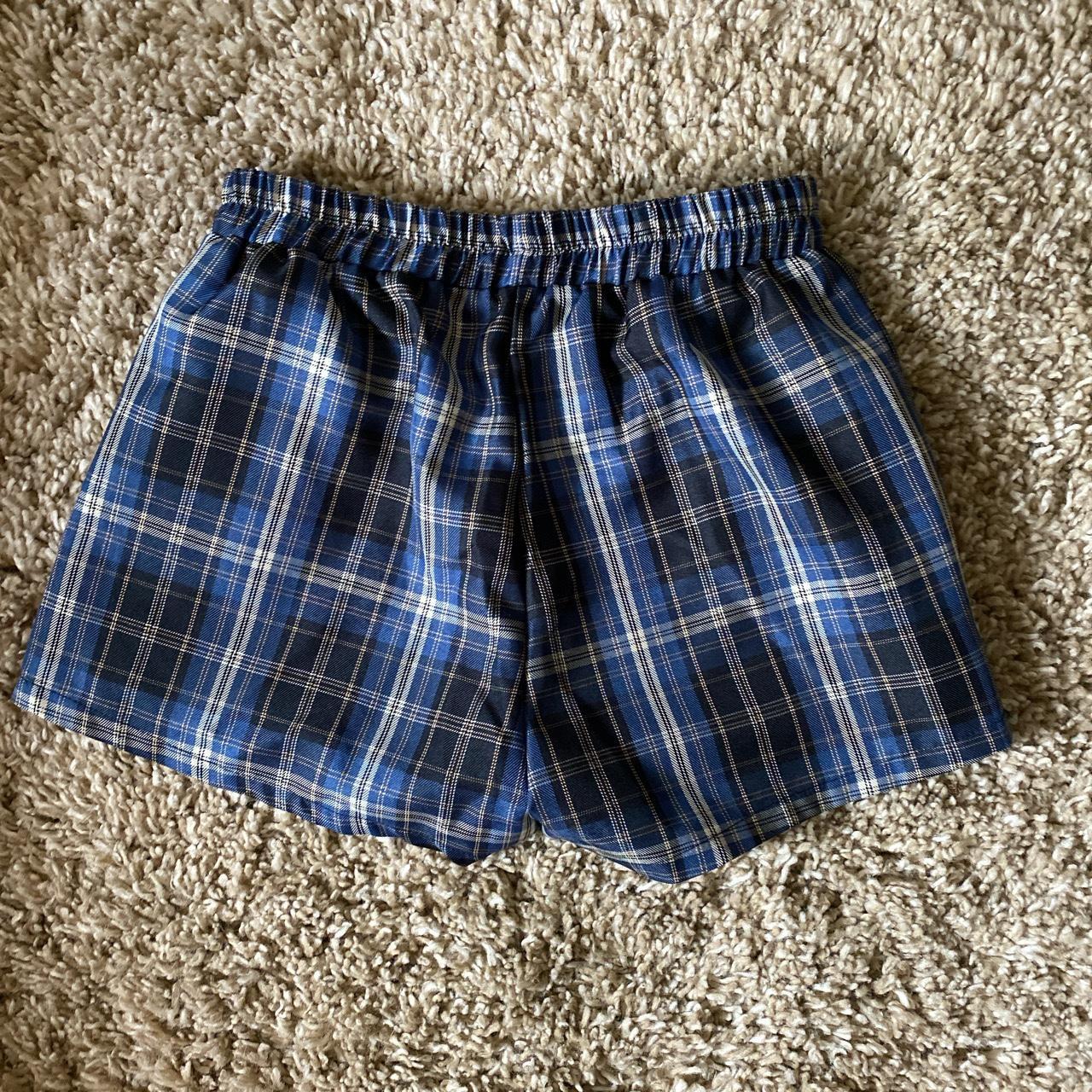 Blue plaid SHEIN shorts #grunge - Depop