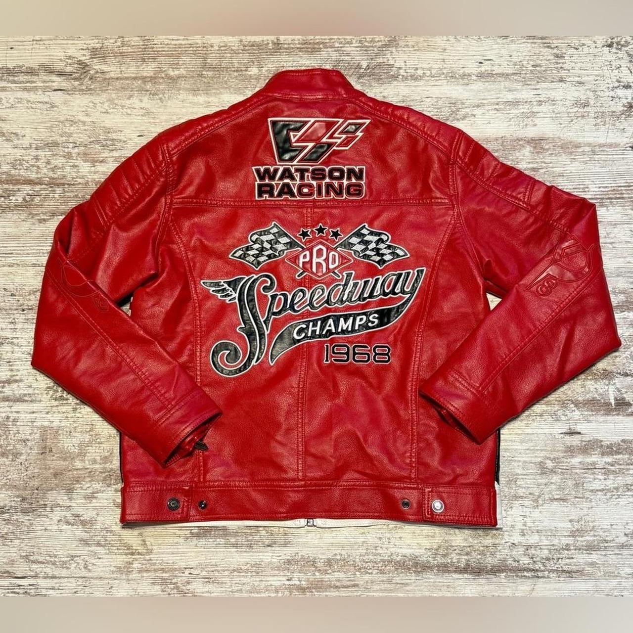 Men's Bomber Jacket - Red/White - S – Red and Whi… - image 2