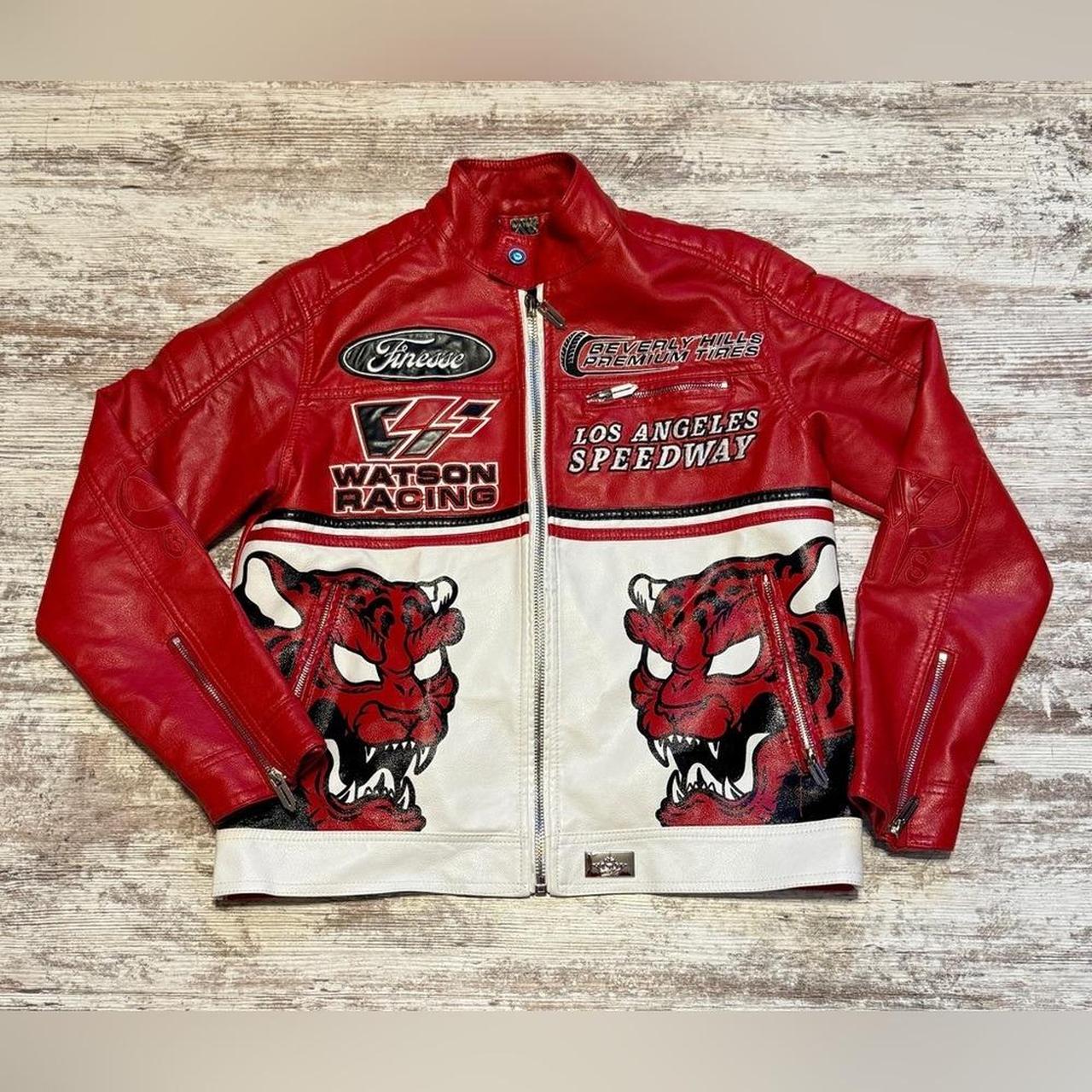 Men's Bomber Jacket - Red/White - S – Red and Whi… - image 1