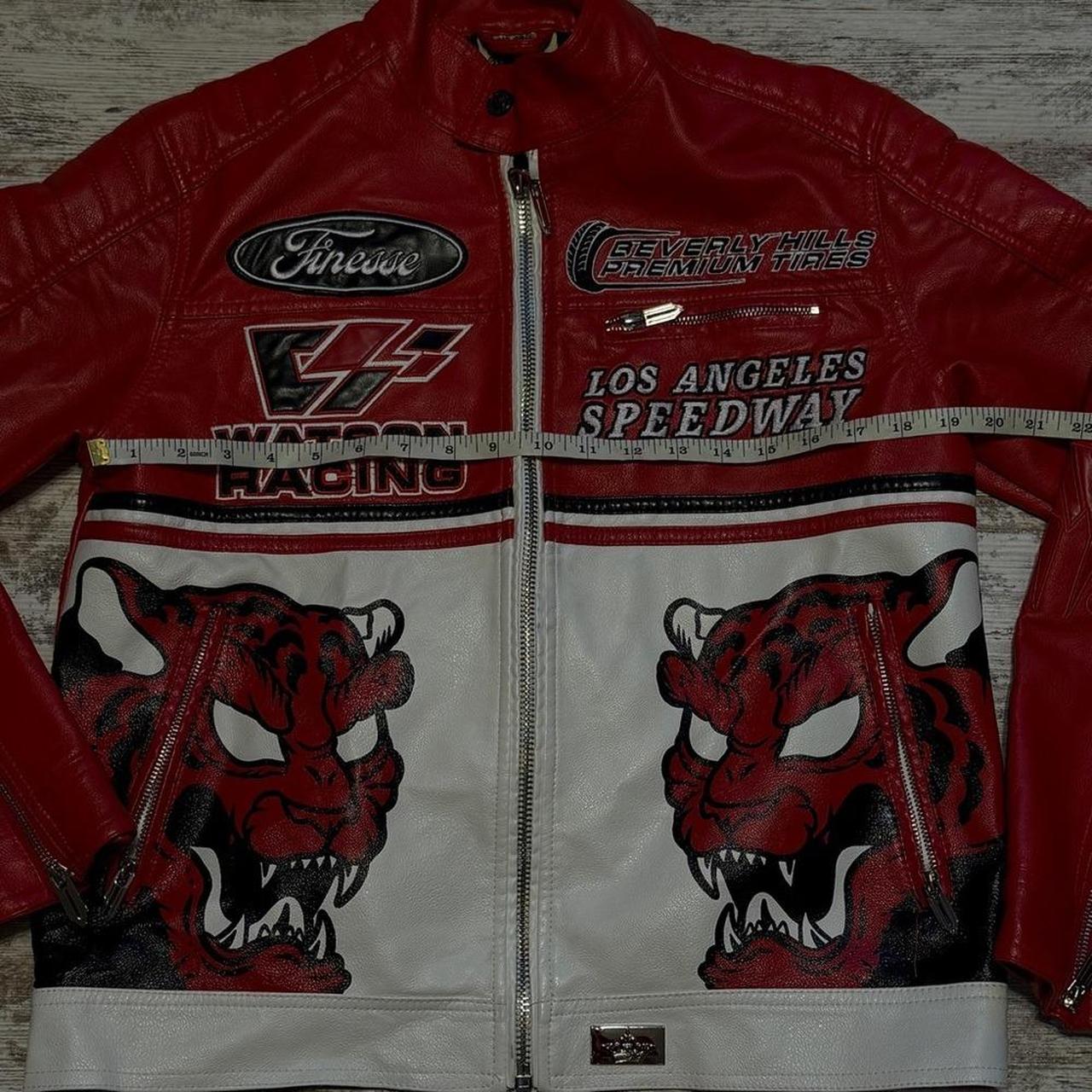 Men's Bomber Jacket - Red/White - S – Red and Whi… - image 4