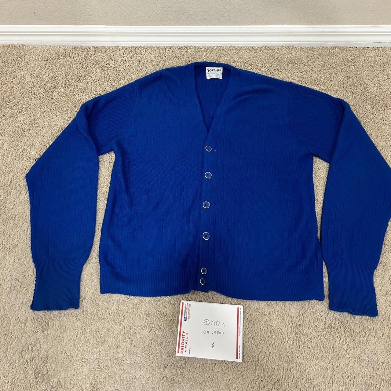 Vintage Blue cardigan 8/10 condition Size:... - Depop