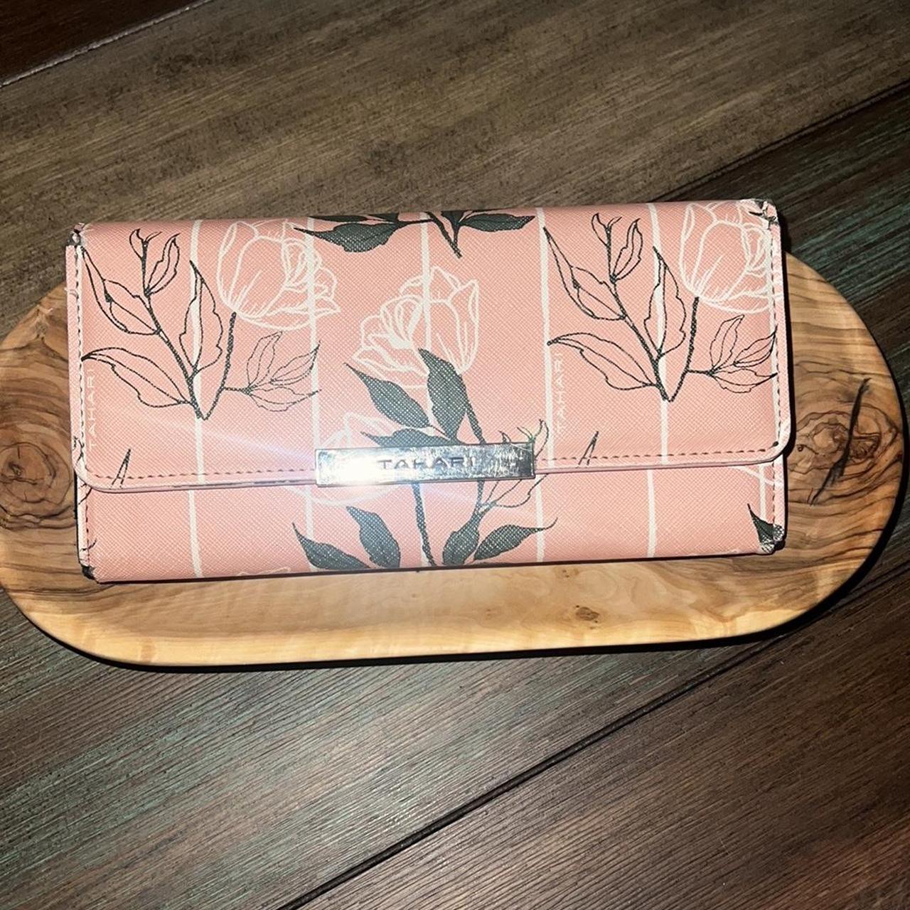 TAHARI vegan leather pink floral