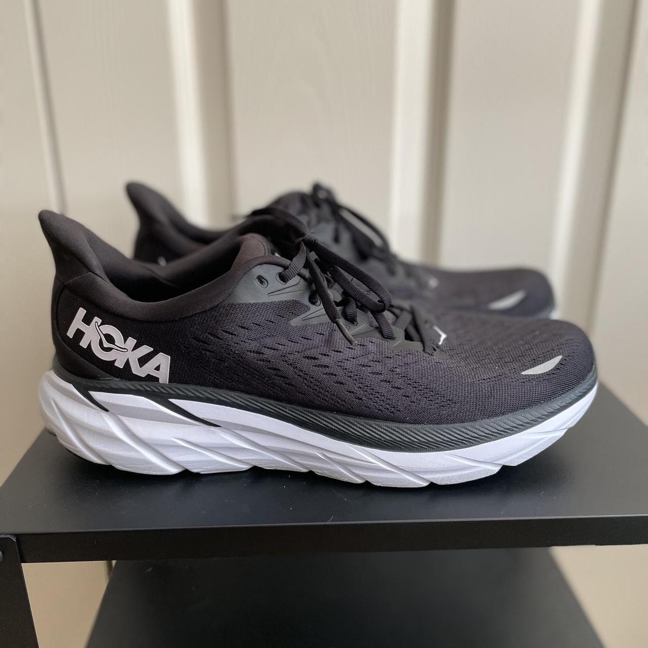 Hoka One One Men's Black and White Trainers | Depop