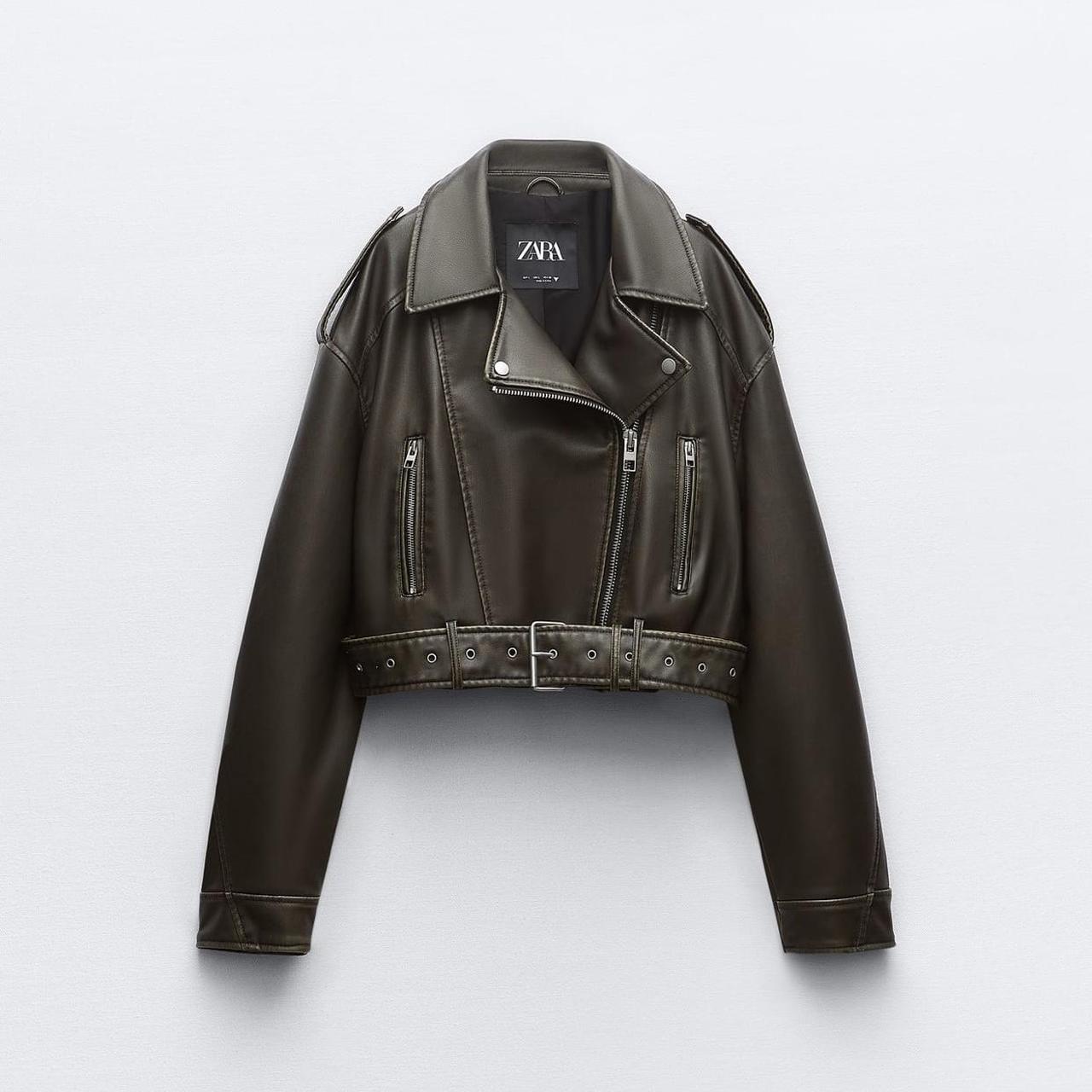 Trending Molly Mae faux leather jacket brown Only - Depop