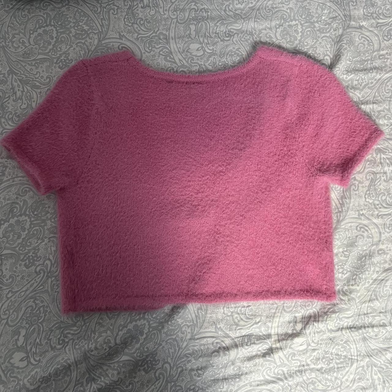 Fluffy pink cardigan! Color is pink Size is small I... - Depop