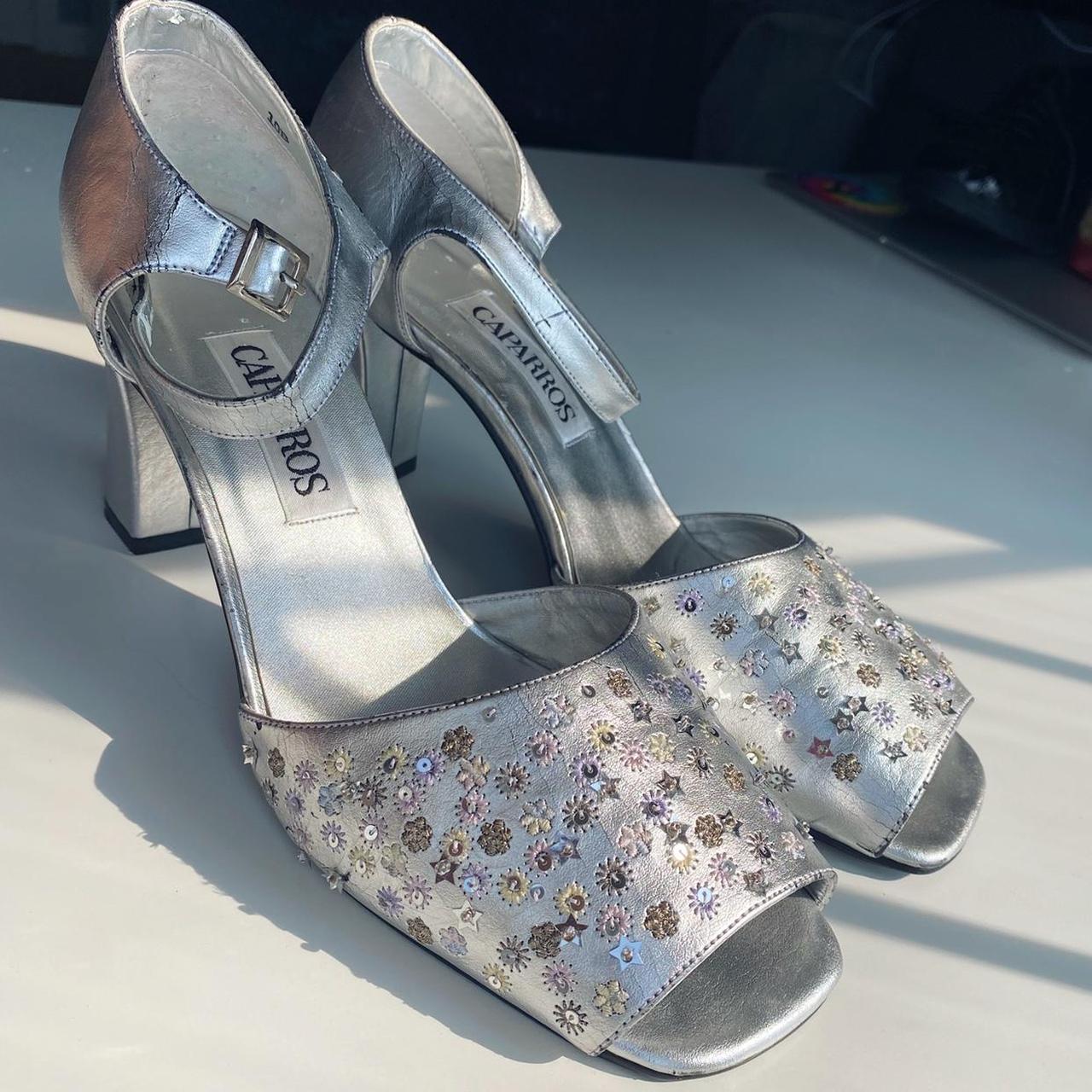 Silver beaded outlet heels