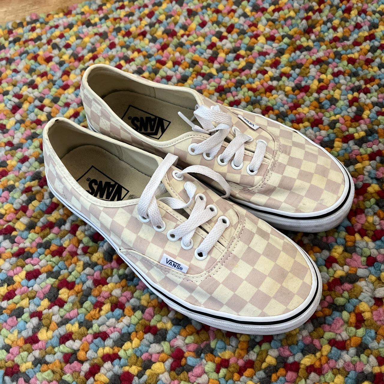 Pink checkerboard clearance vans lace up