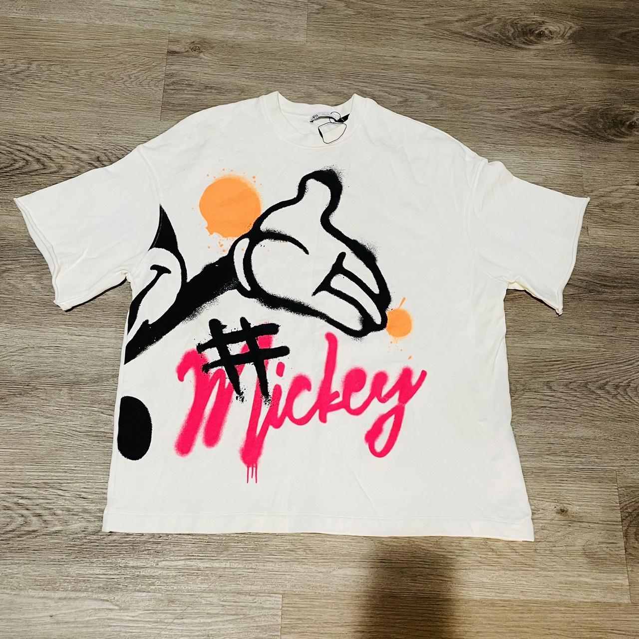 Zara Men's T-shirt - White/Multi - L – ZARA MICKEY MOUSE DISNEY Oversized OYSTER WHITE …
