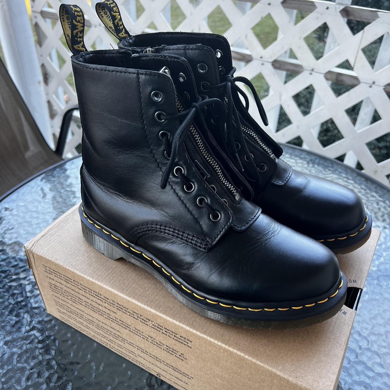 Black Doc Martens boots with zippers. They have only... - Depop