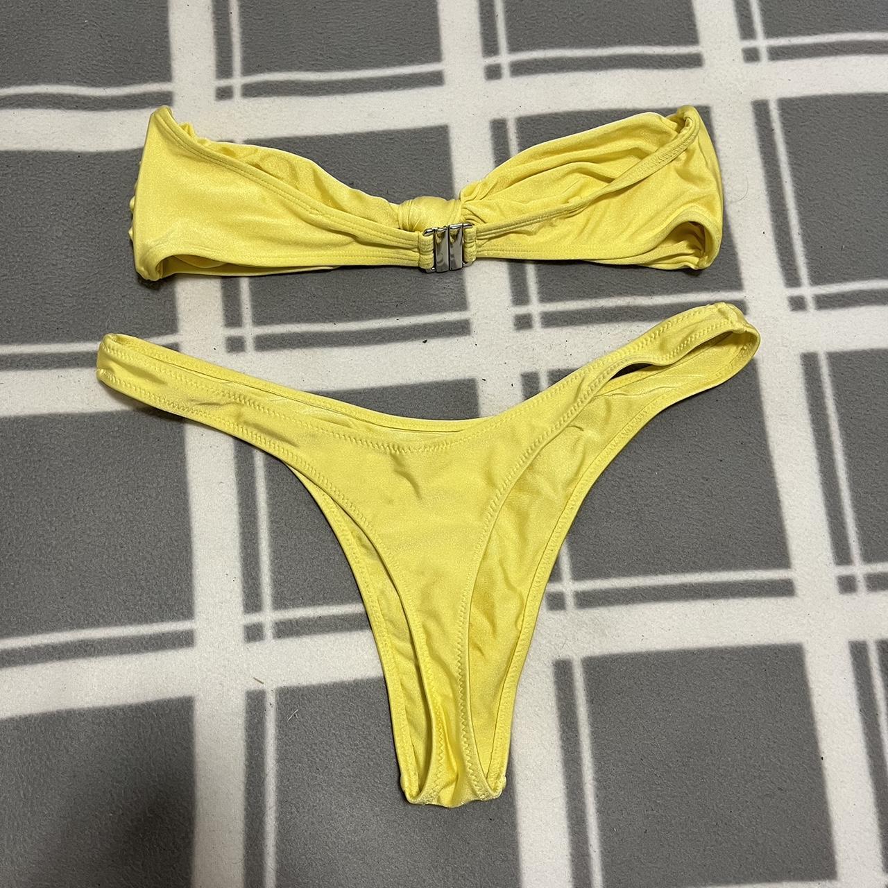 Glassons yellow bikini set 'Shimmer thong bikini - Depop