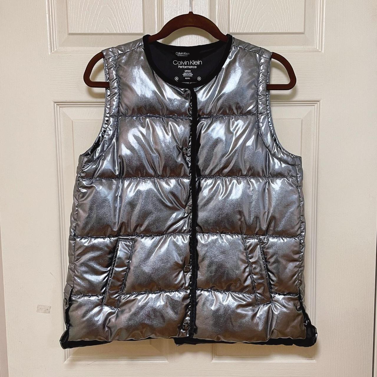 Calvin klein silver puffer vest best sale