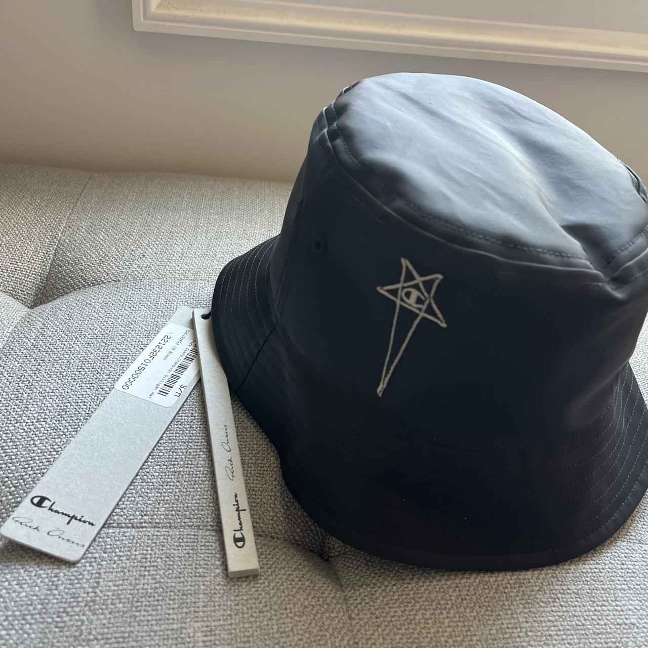 Black Champion Edition Gilligan Bucket Hat by Rick Owens on Sale