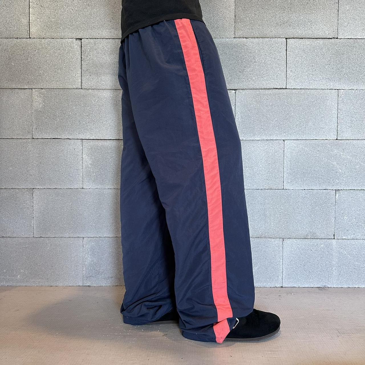 Women’s Baggy Navy Track Pants with Mesh... Depop