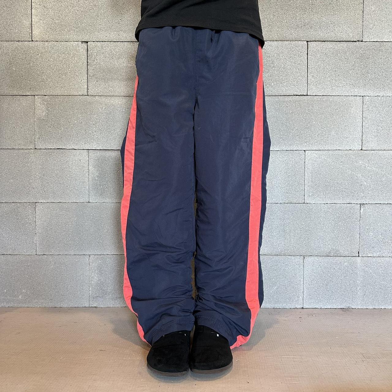 Women’s Baggy Navy Track Pants with Mesh... Depop