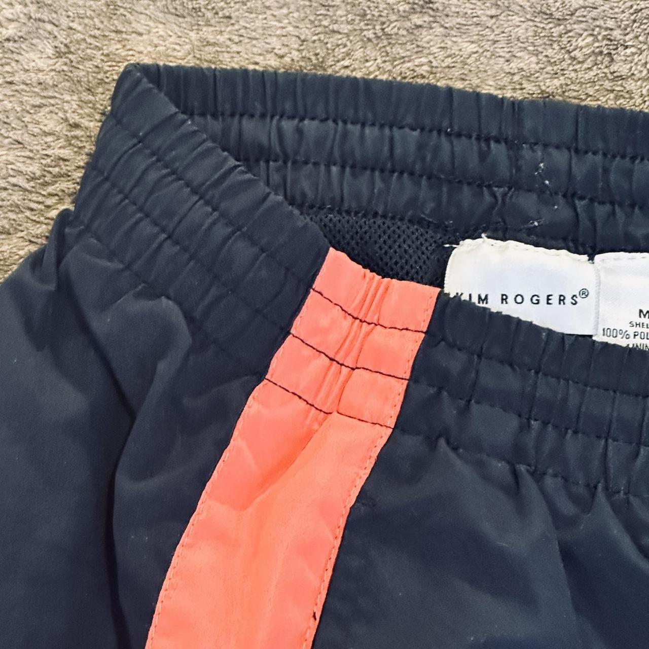 Women’s Baggy Navy Track Pants with Mesh... Depop