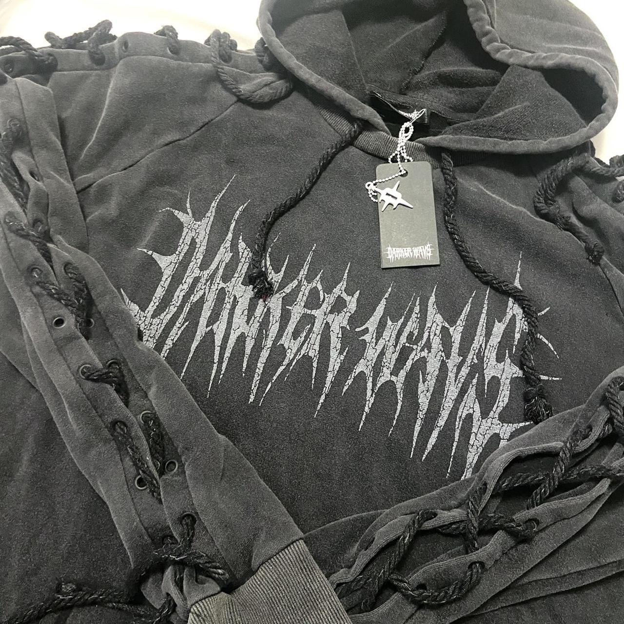 Dolls Kill Men's Black and Grey Hoodie Depop
