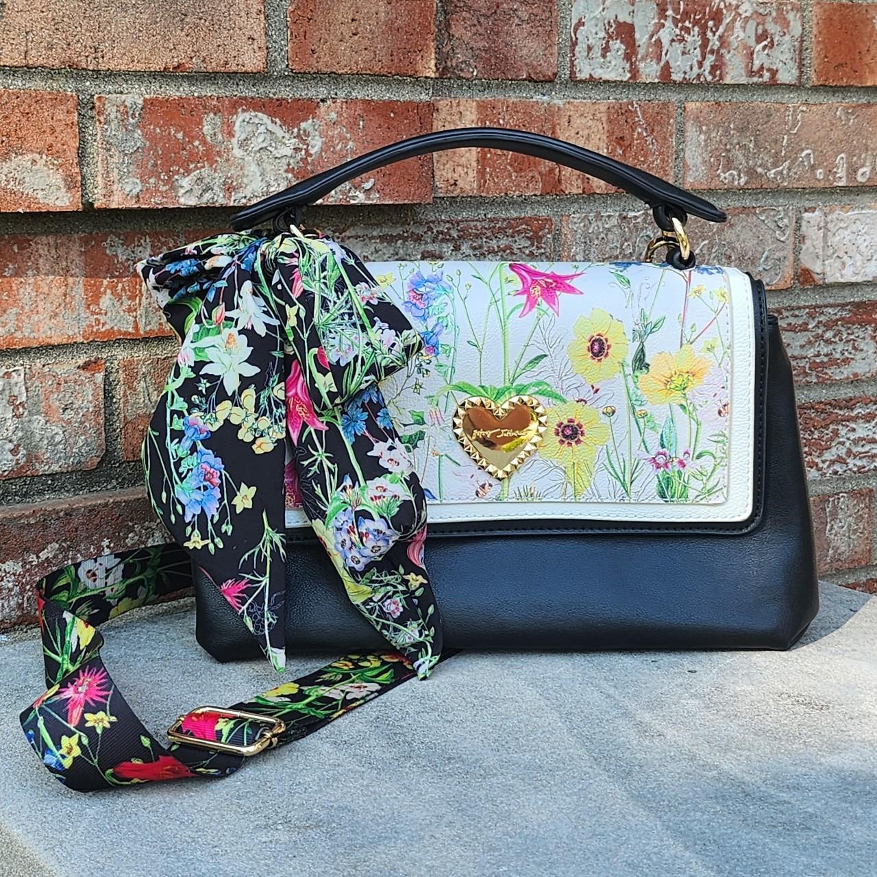 Betsey johnson black floral purse sale