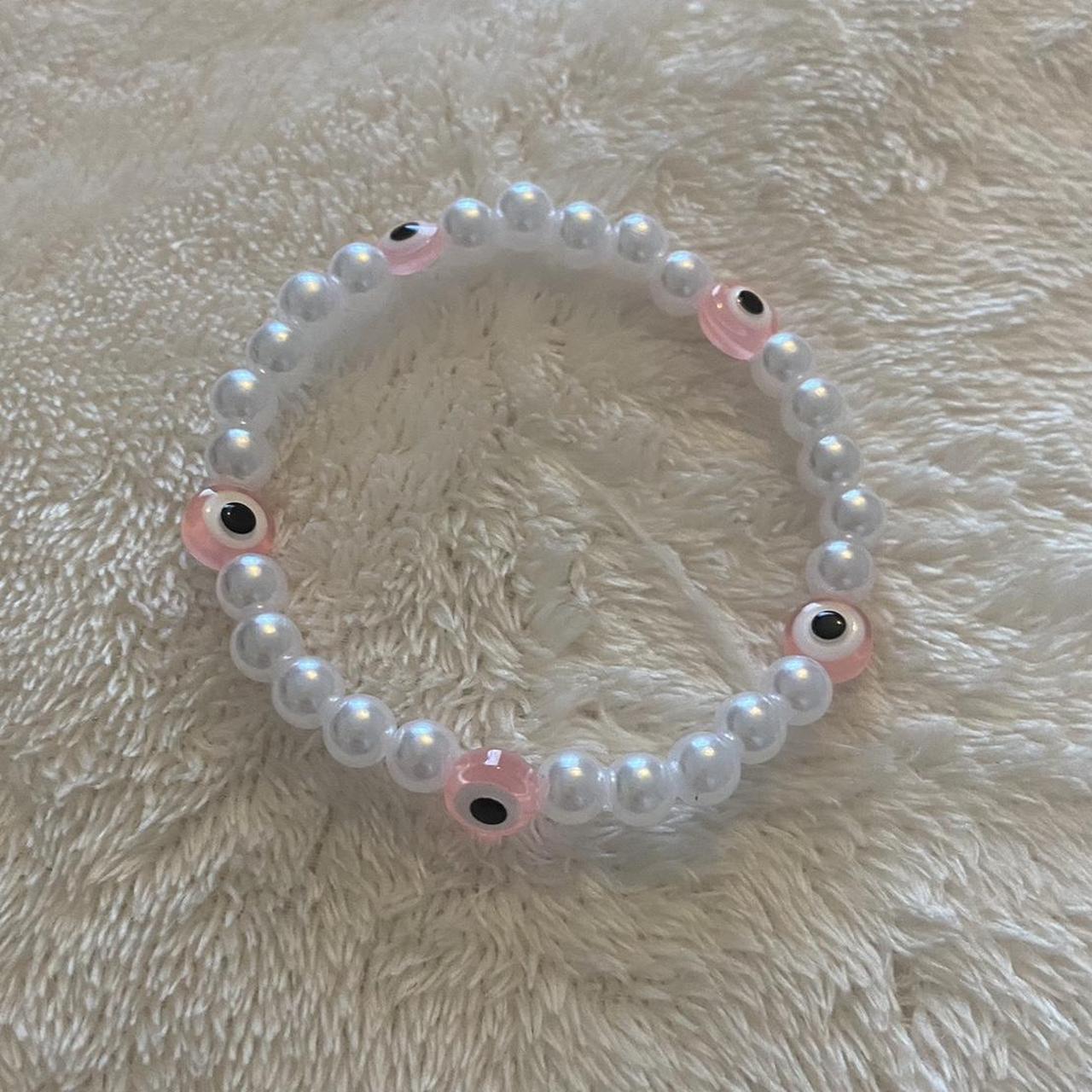 baby pink evil eye bracelet! stunning pink evil eye... Depop
