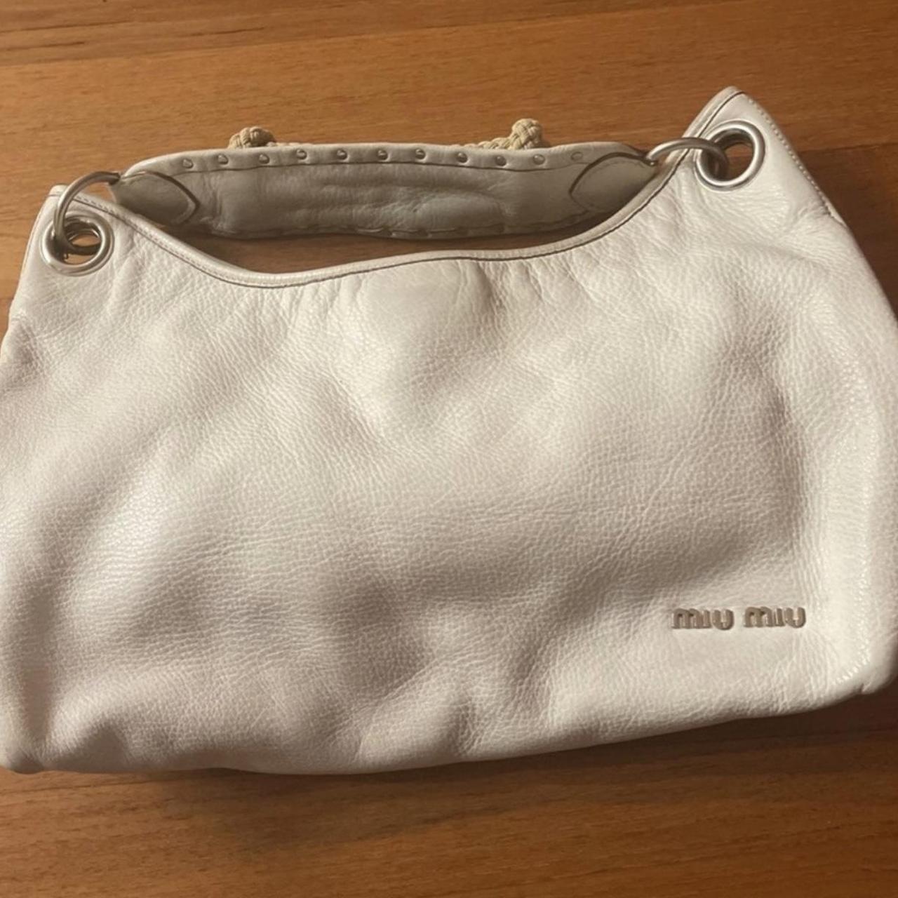Vintage white leather miu miu hobo bag Good | Depop
