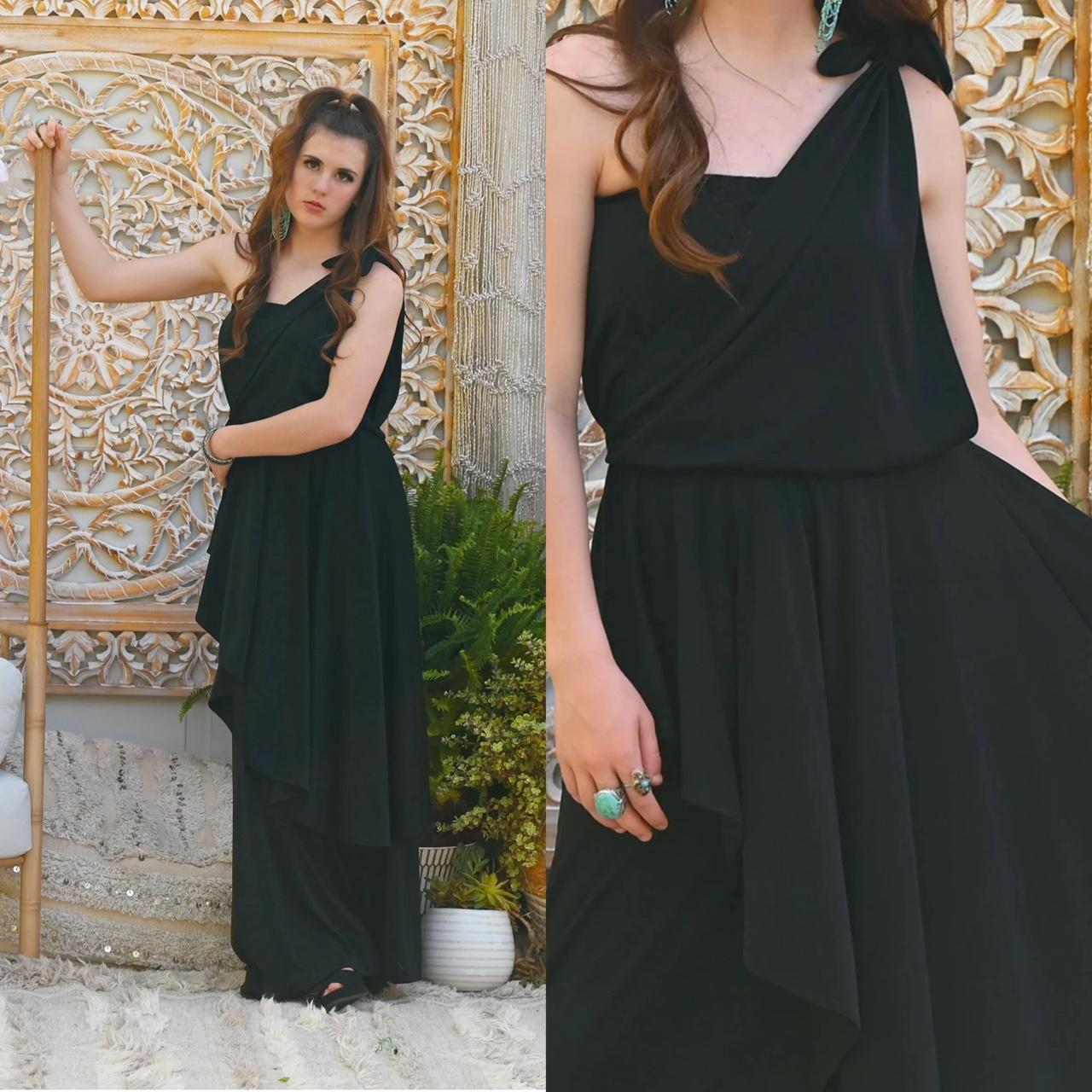 Black grecian dress best sale