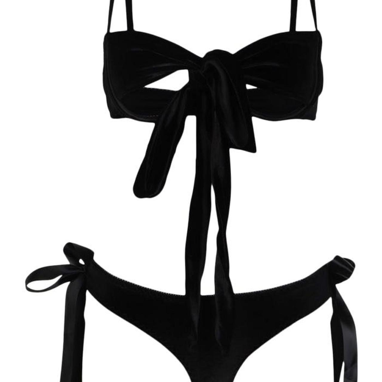 Black velvet bow lingerie set from BooHoo Very cute... Depop