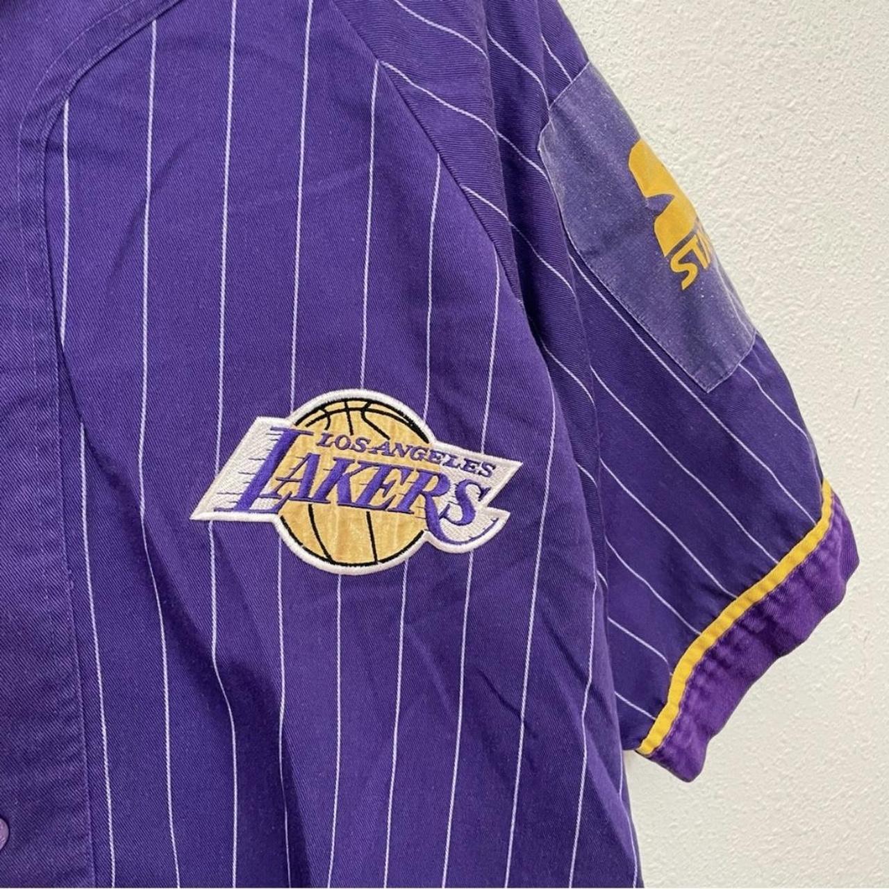 Vintage Los Angeles Lakers Purple Baseball Pinstripe - Depop