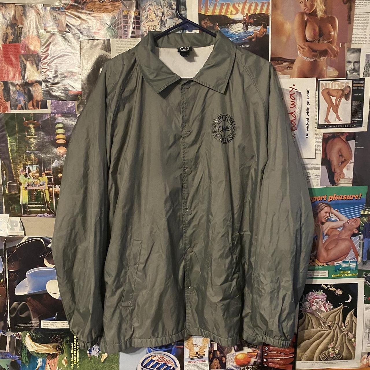 dope asf grey spitfire wheels windbreaker jacket... - Depop