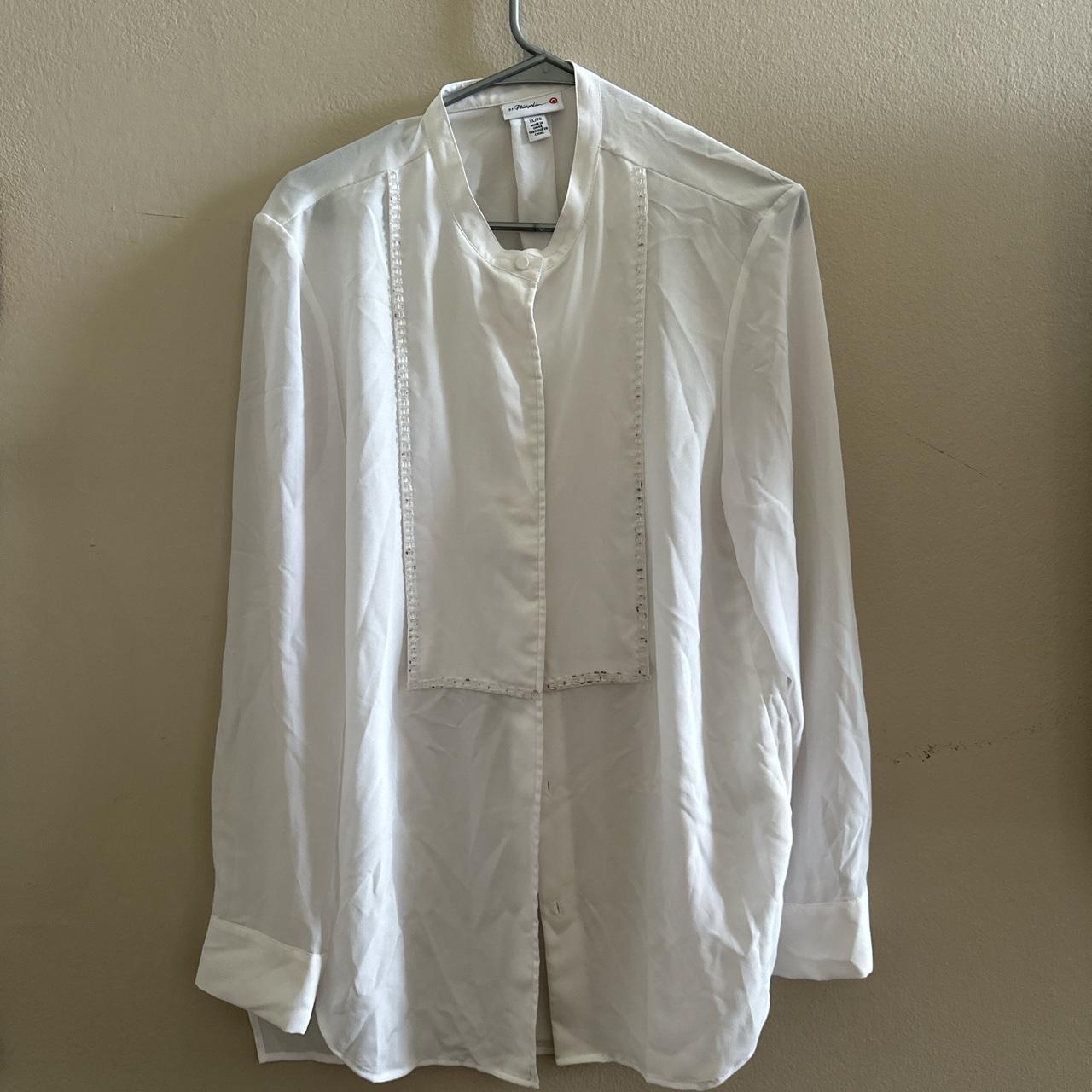 White long sleeve business casual button up.... - Depop