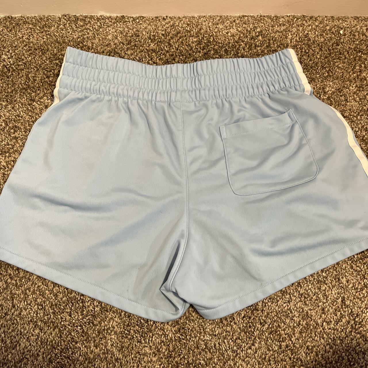 Womens medium light blue adidas shorts - Depop