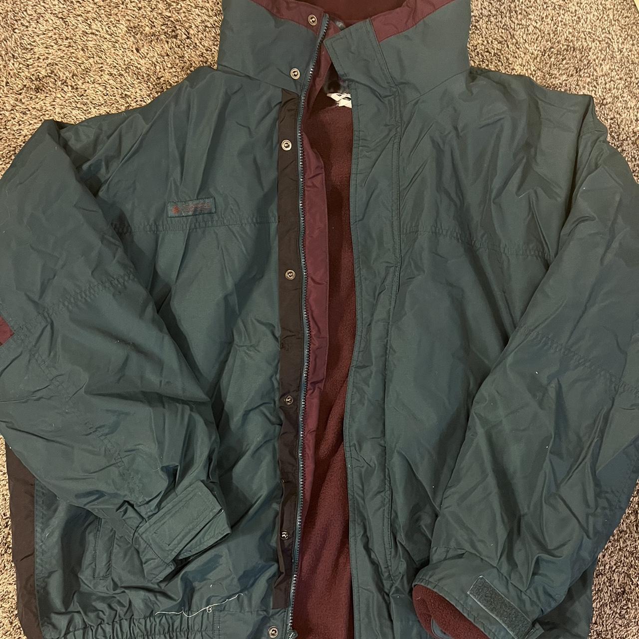 XL vintage green Columbia jacket. removable fleece...