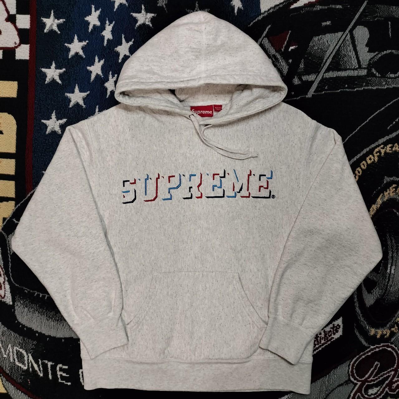 Supreme Drop Shadow Hooded Sweatshirt Heather Gray... - Depop