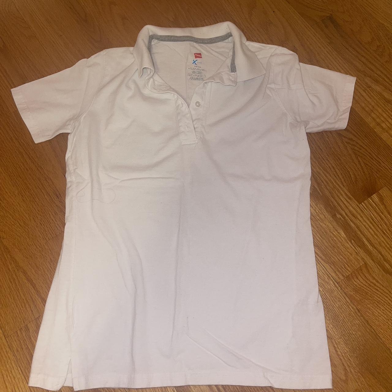 Plain white polo shirt #polo #hanes - Depop