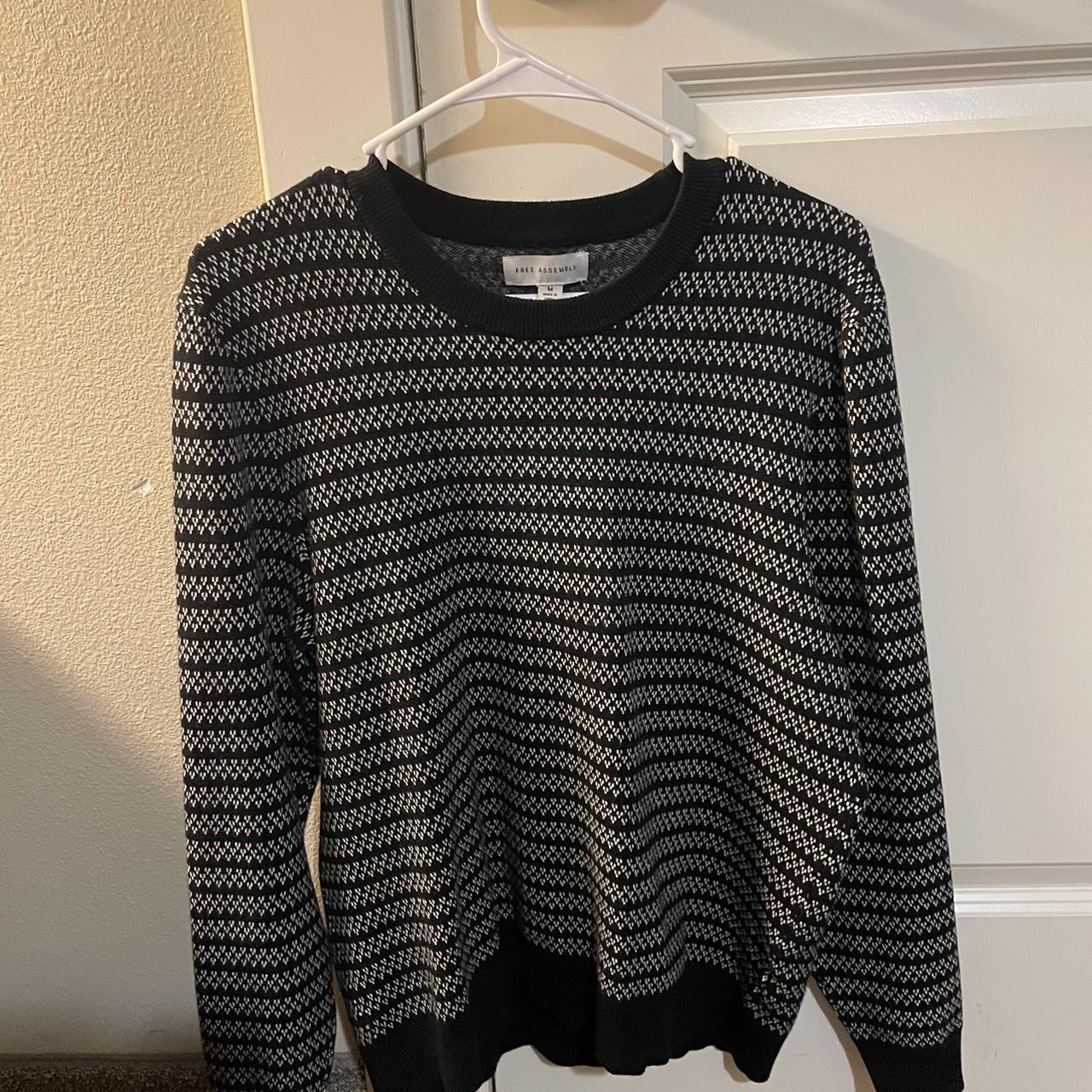 Black and white patterned crew neck in perfect... - Depop