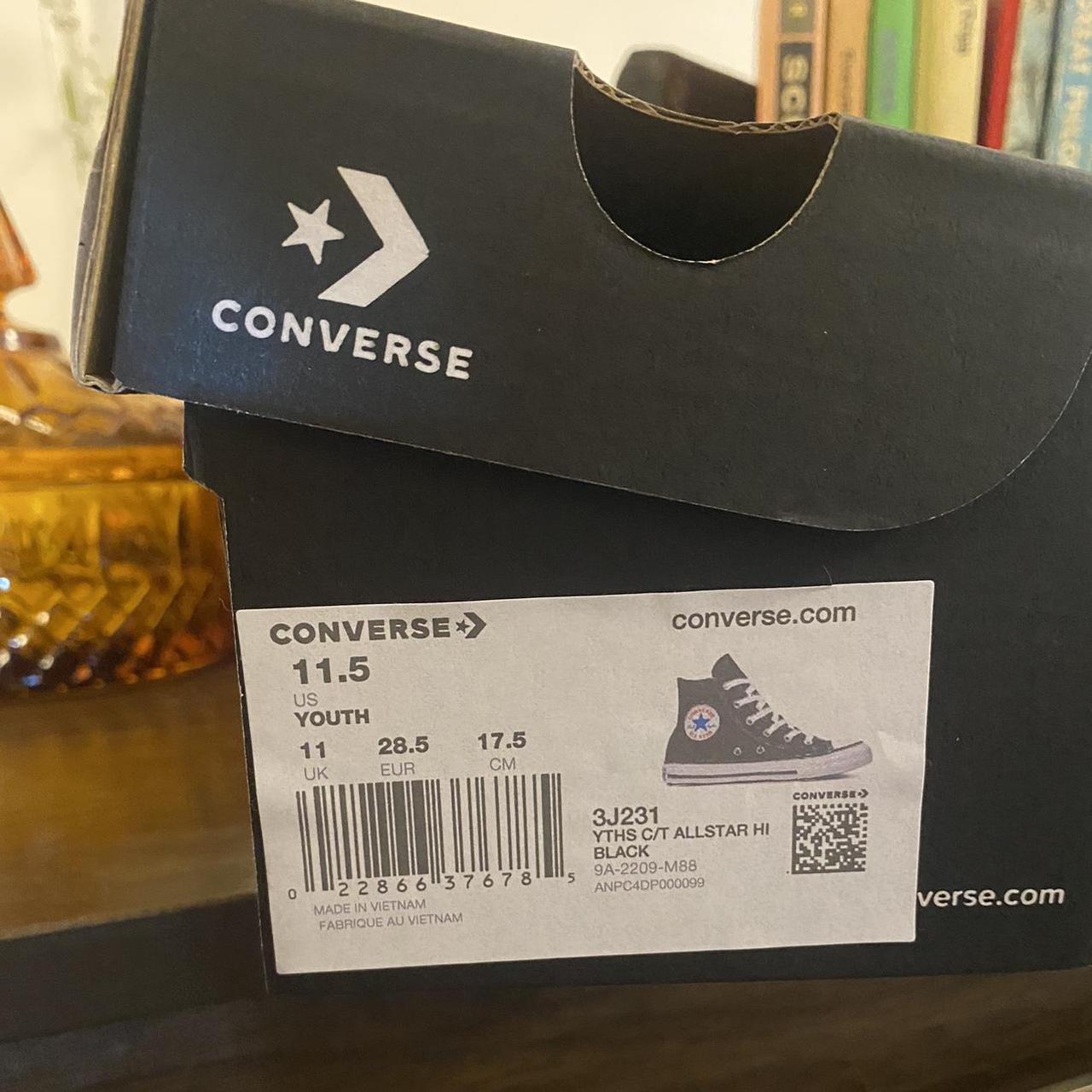 Kids black converse size 11.5 New never worn - Depop