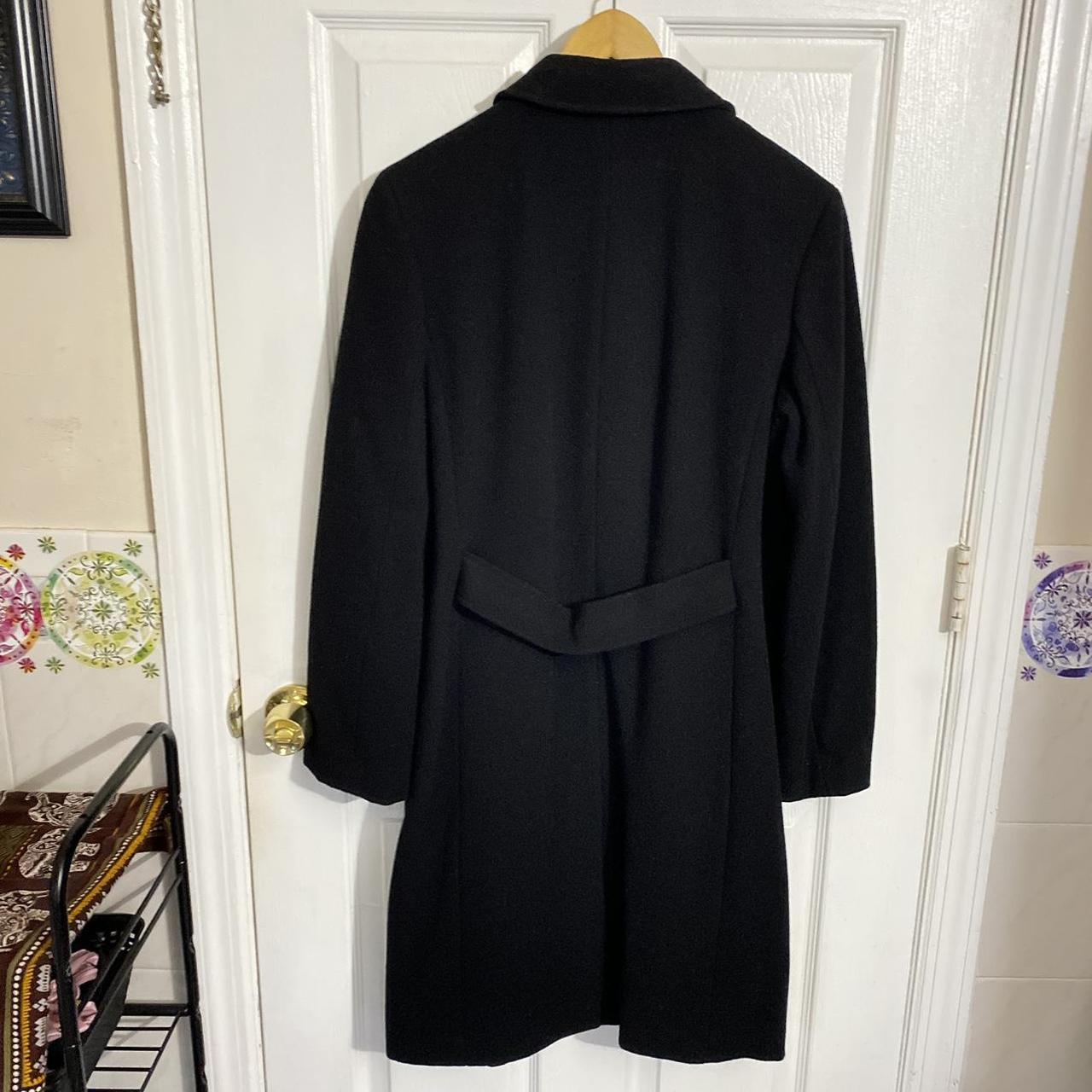 Lands End 100 Wool Black Trench Coat Purple Lined. Depop