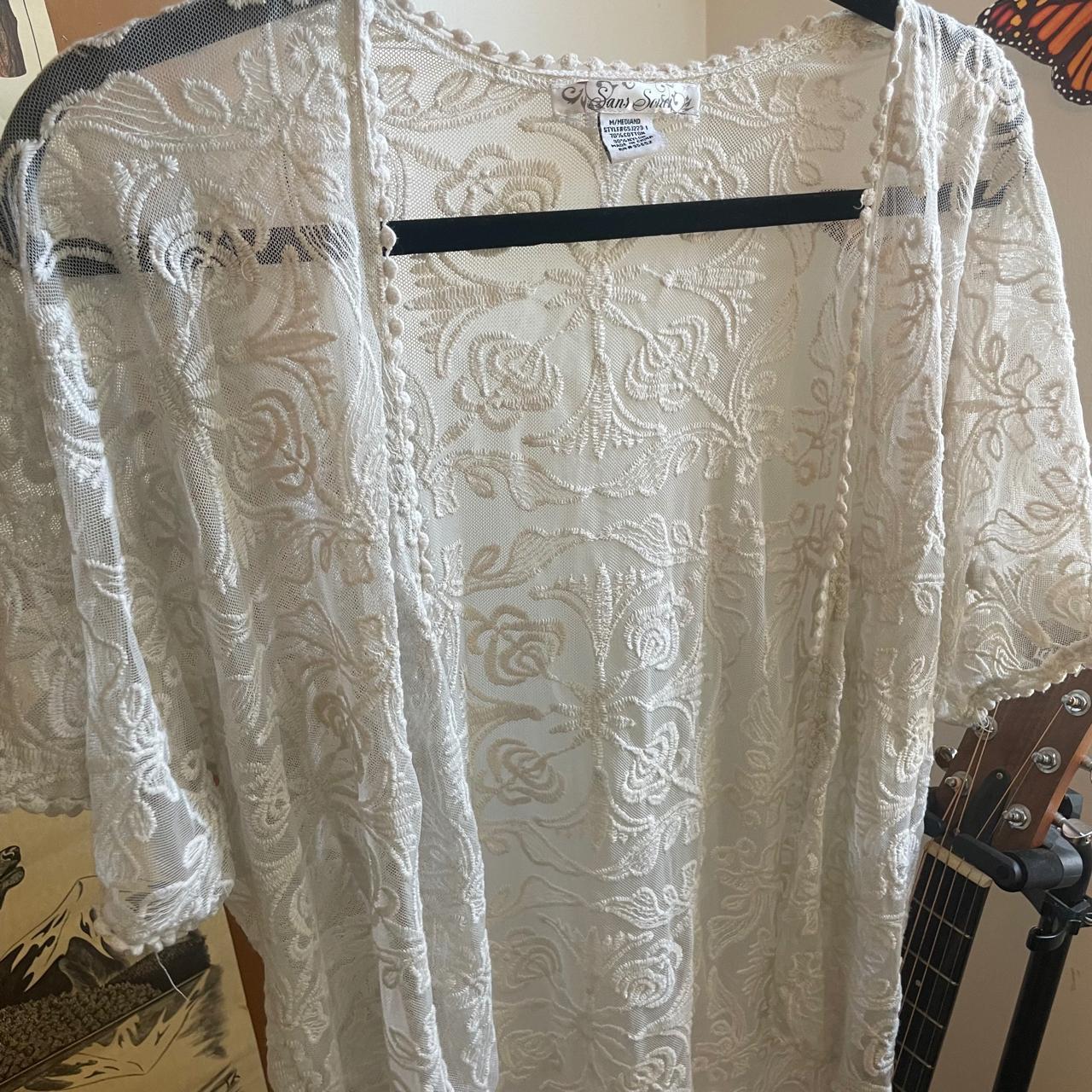 🕊 cottage core offwhite lace cardigan🕊 great... Depop