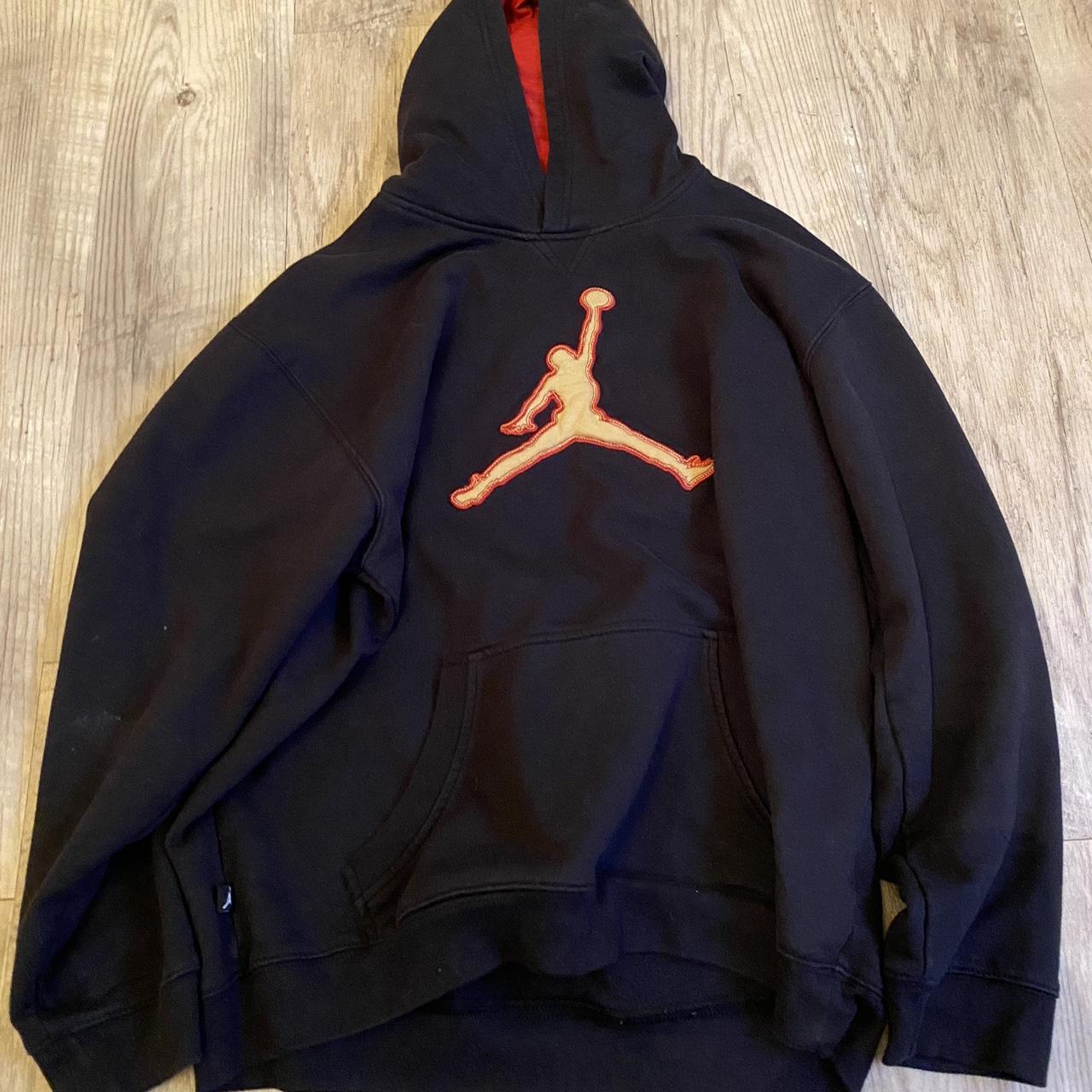 Jordan Hoodie thrifted no stains 8 10 size L but. Depop