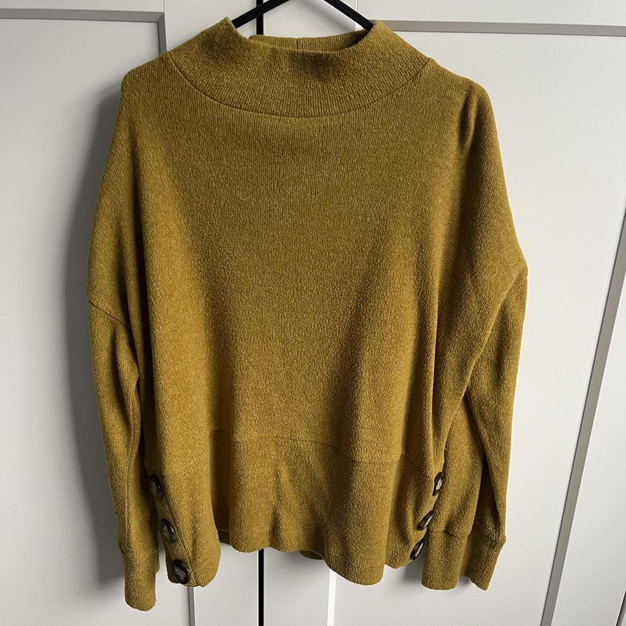 Mustard colour jumper with button side Long sleeve,... Depop