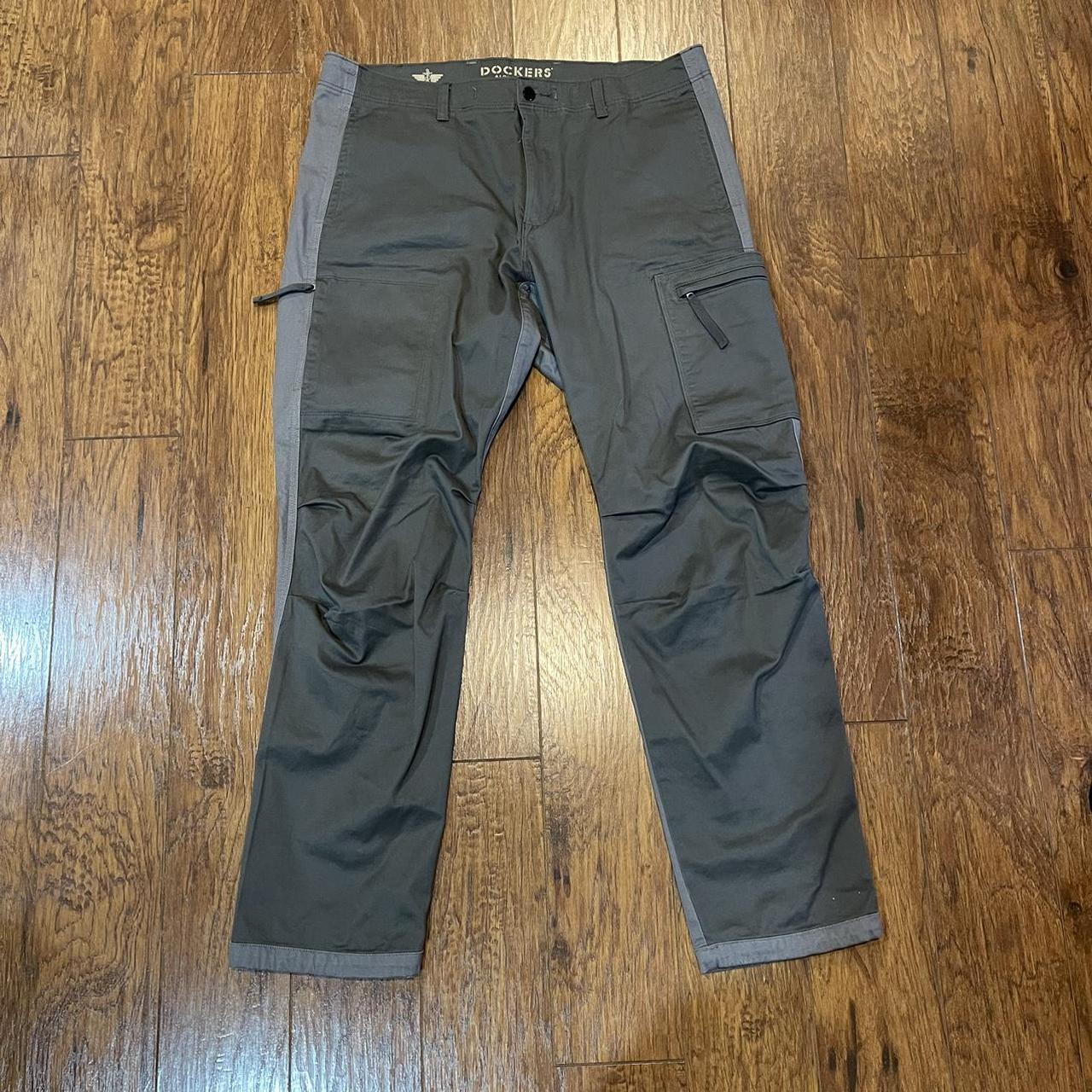 Dockers Men's Silver and Grey Trousers | Depop