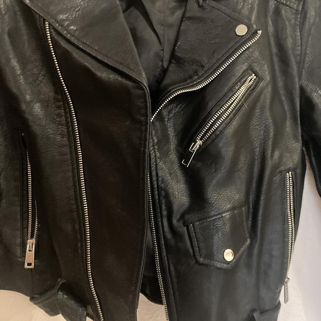 Faux leather cropped logo jacket. Fits like a M. 💖 - Depop