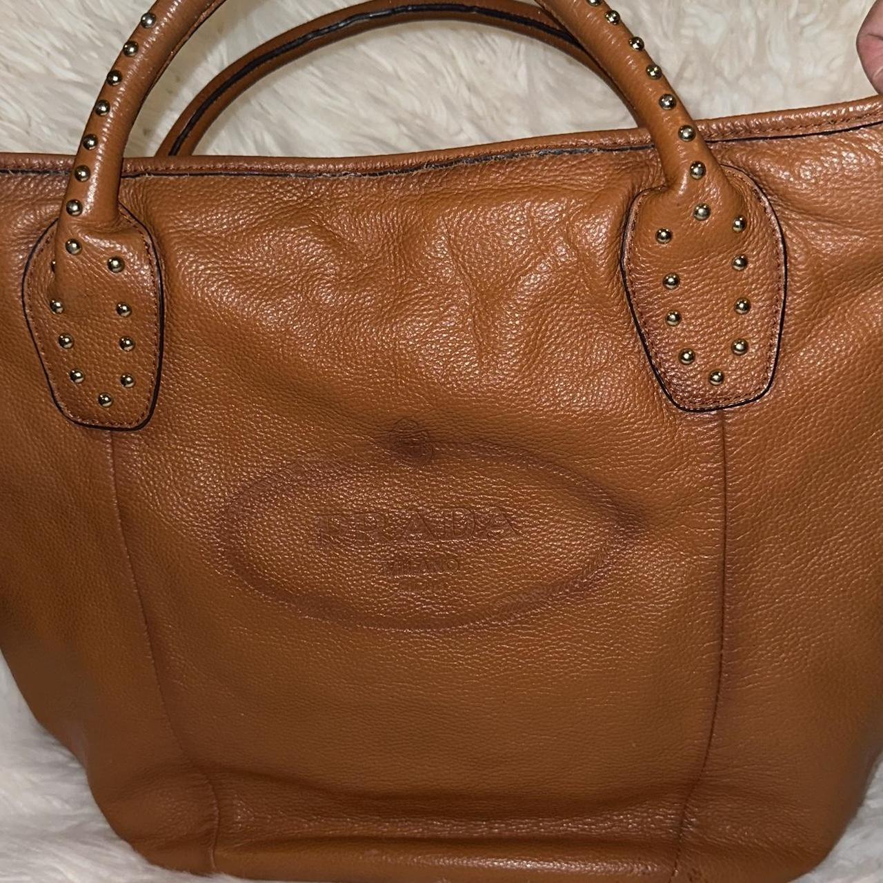 Authentic Vintage Prada Brown Leather Shoulder Bag Depop - Main Image