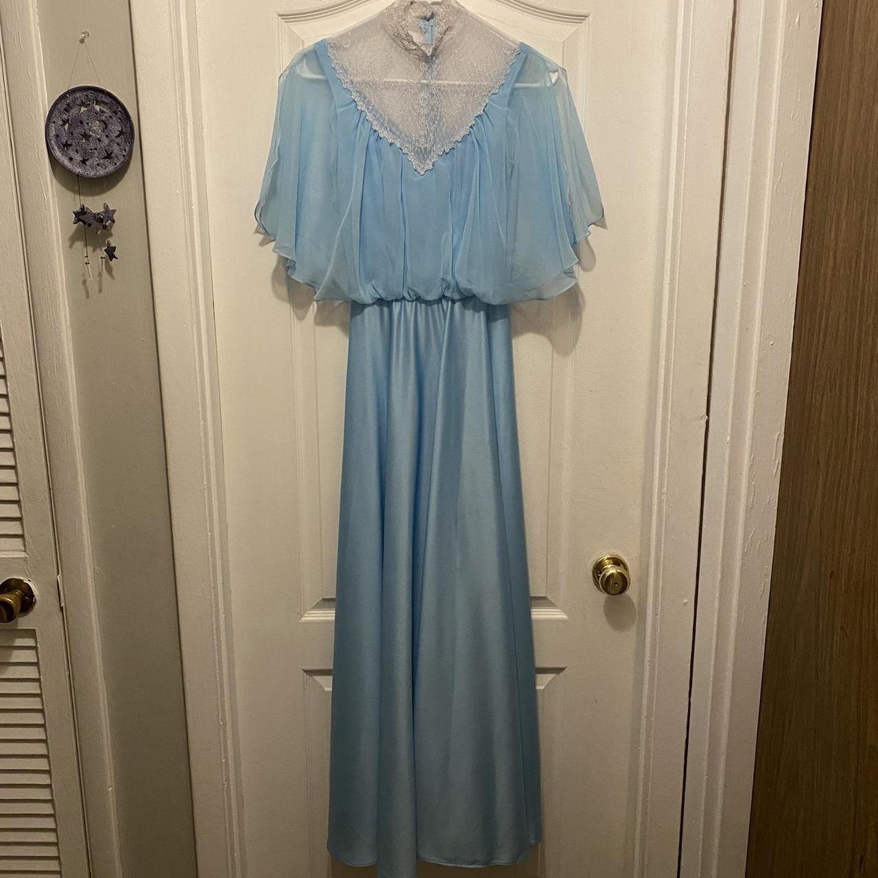 gorgeous vintage baby blue lace dress - i believe... - Depop