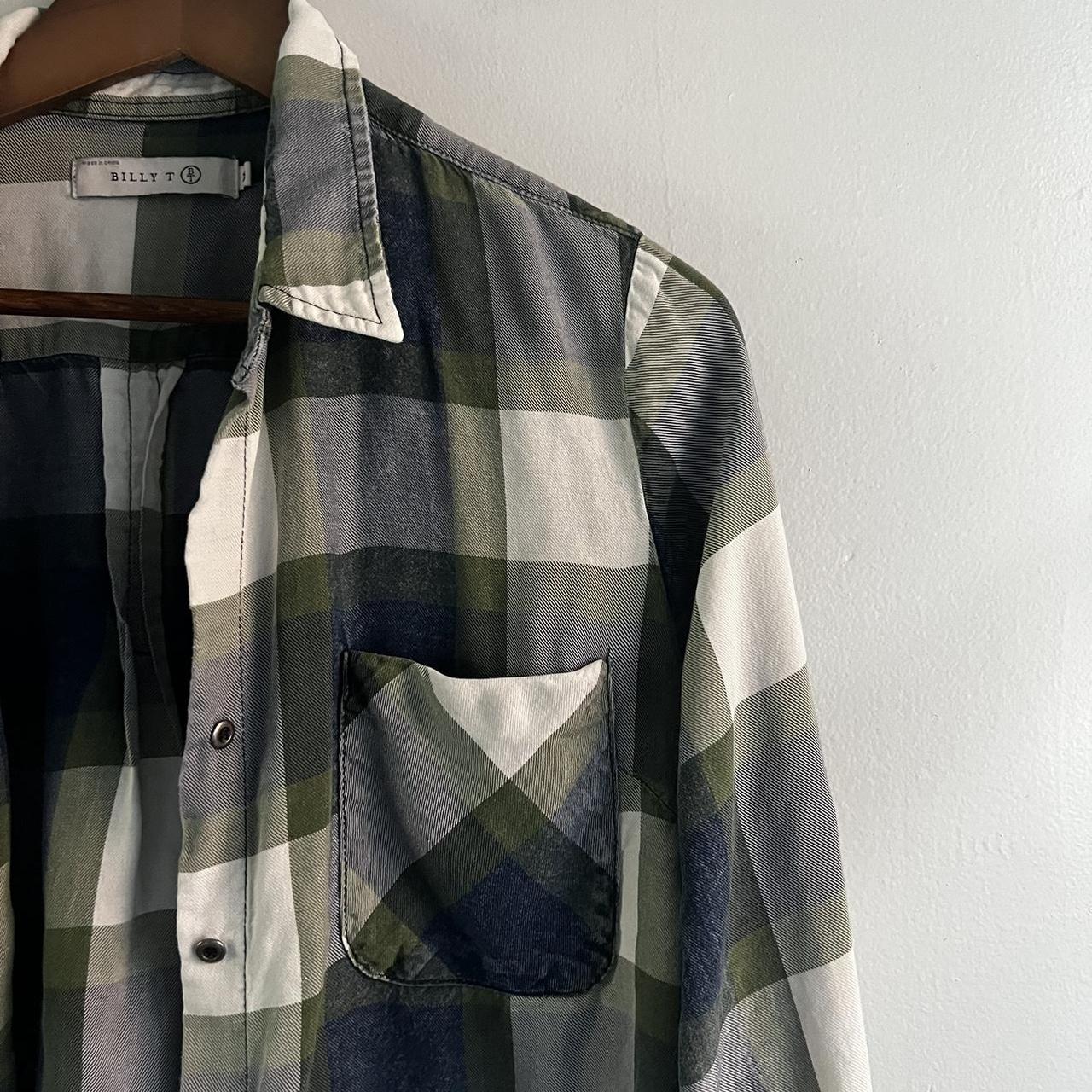 Billy T blue and green plaid flannel shirt women’s... - Depop